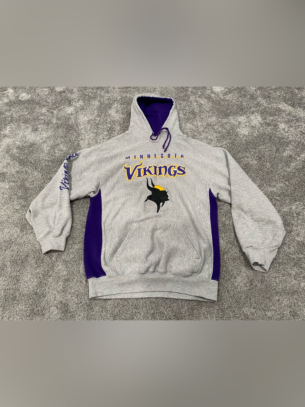 NFL Minnesota Vikings Gray Badger Sport Hoodie Mens Size Large